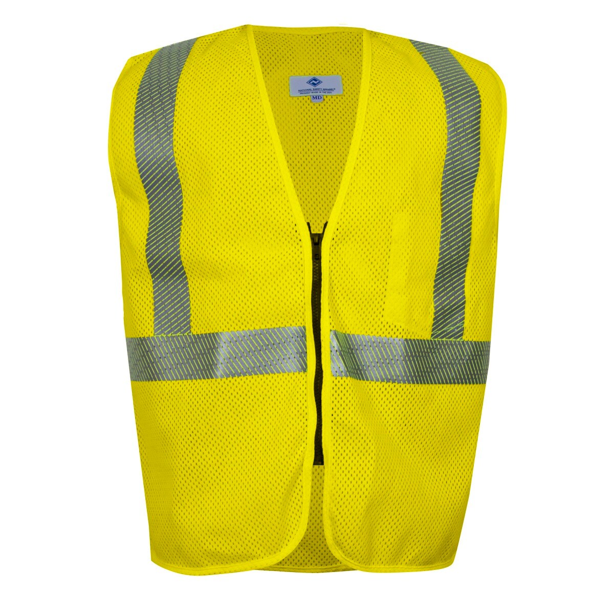 Flame Resistant Mesh Safety Vest, Class 2, Zipper Closure in Hi-Vis